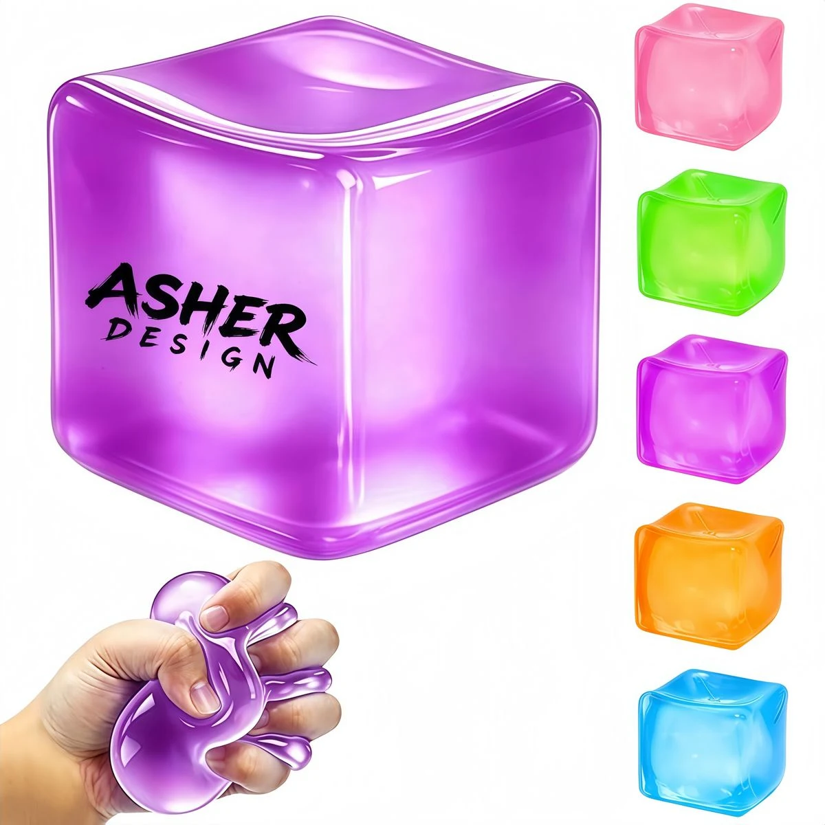 Jumbo Ice Cube Squeeze Toy - TPR Filled Stress Reliever 1
