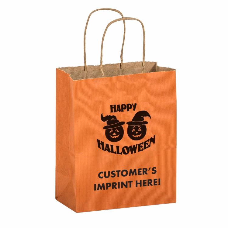 Matte Color Paper Shopper with Twisted Paper Handles - Halloween