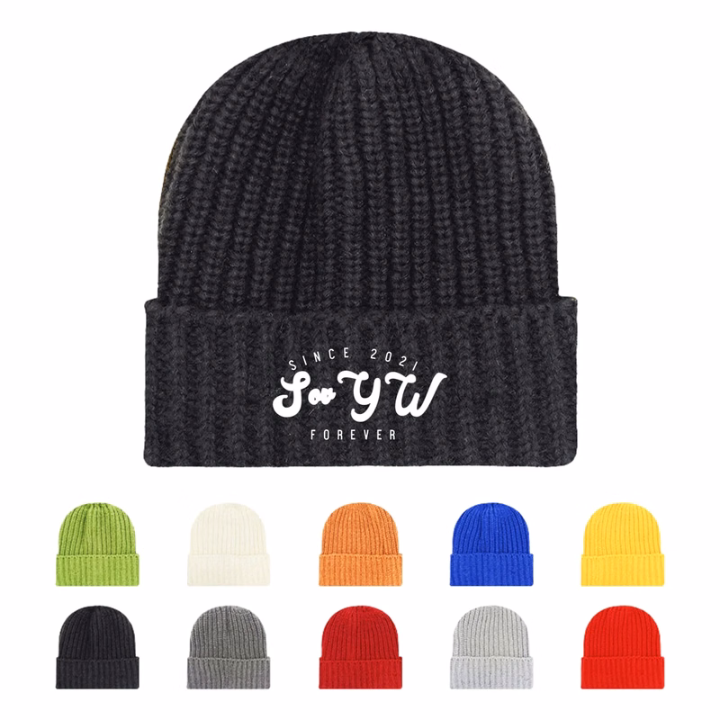High Quality Warm Chunky Stitch Strip Knit Hat MOQ 100