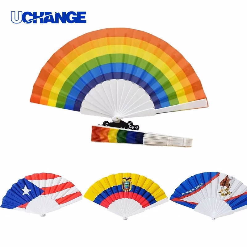9" Full Color Rainbow Folding Fan for Events