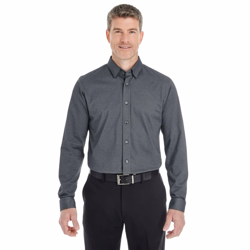 Devon & Jones Men's Central Cotton Blend Mélange Button-Down