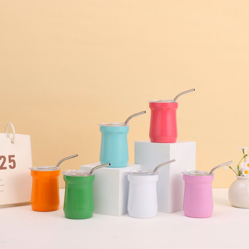 5oz Stainless Steel Mugs With Straw Lid