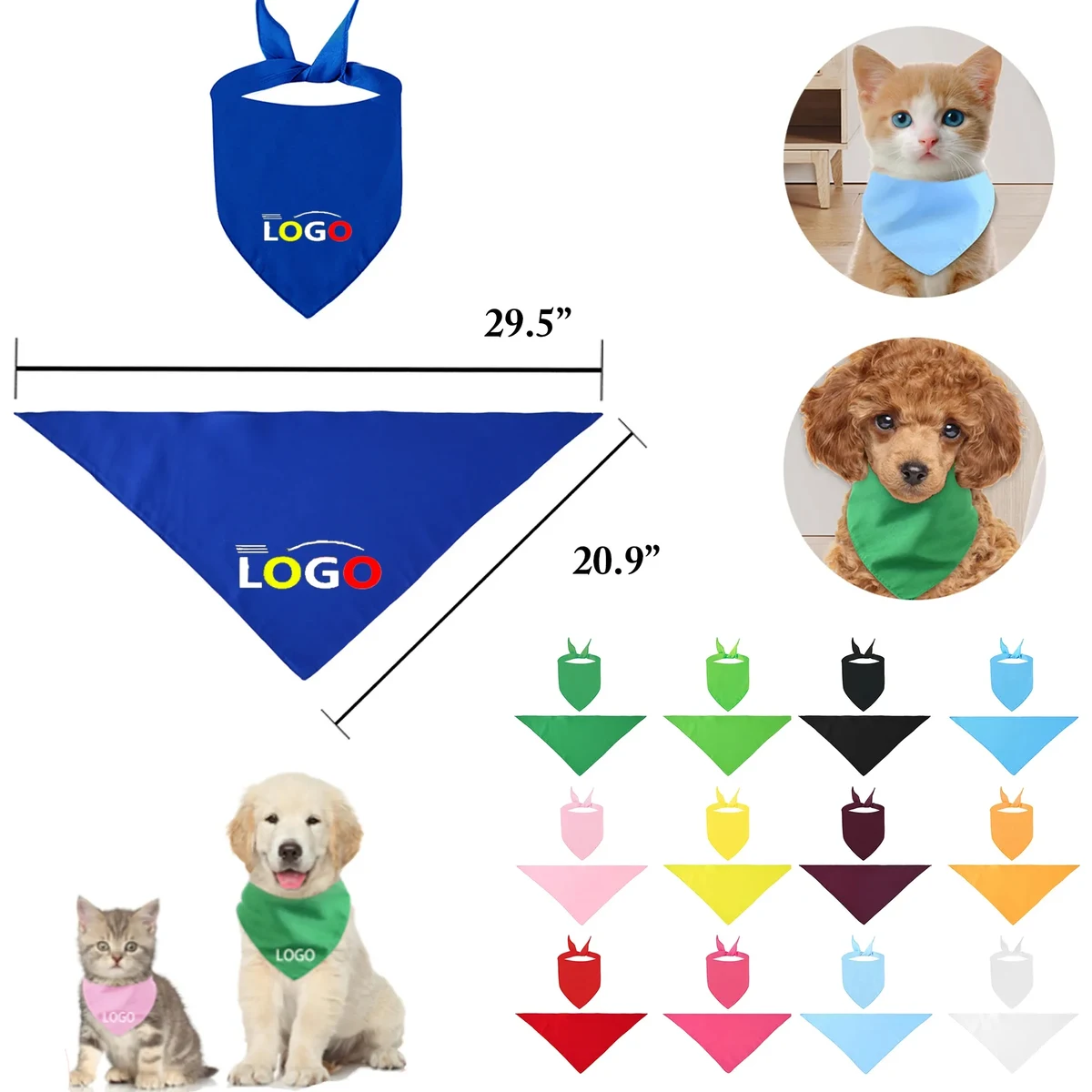MOQ50 Pet Solid Bib Polyester Scarf 1
