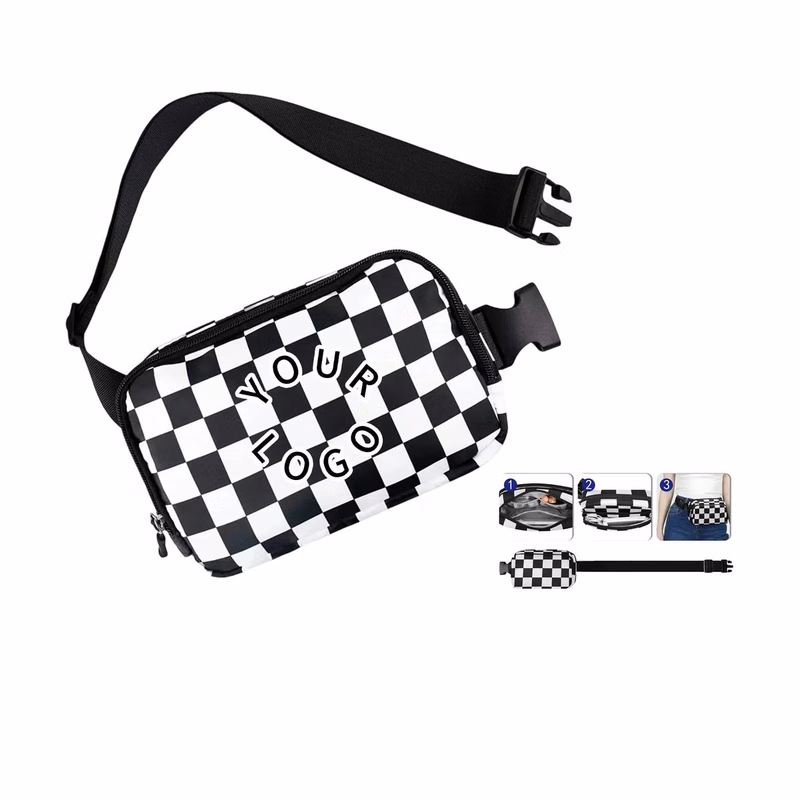 Oxford Belt Bag with Adjustable Strap and Zippered Pockets