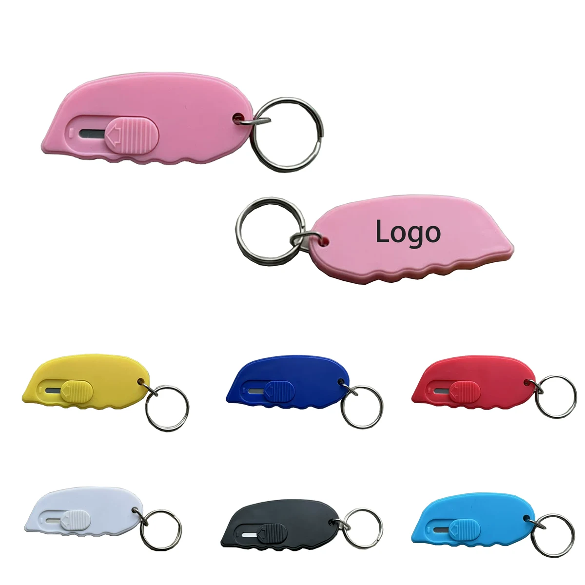 Retractable spring keychain with a small knife 1