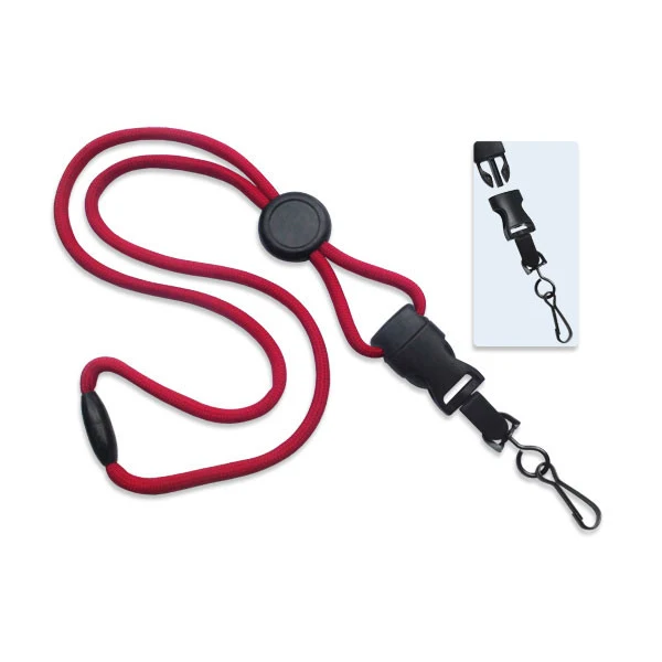 1/4" Blank Detachable Lanyard w/Round Slide & Swivel Hook (Red) 1