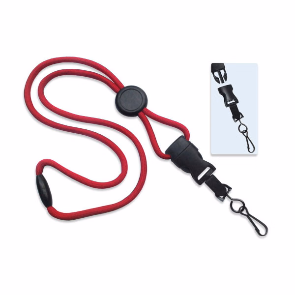 1/4" Blank Detachable Lanyard w/Round Slide & Swivel Hook (Red)