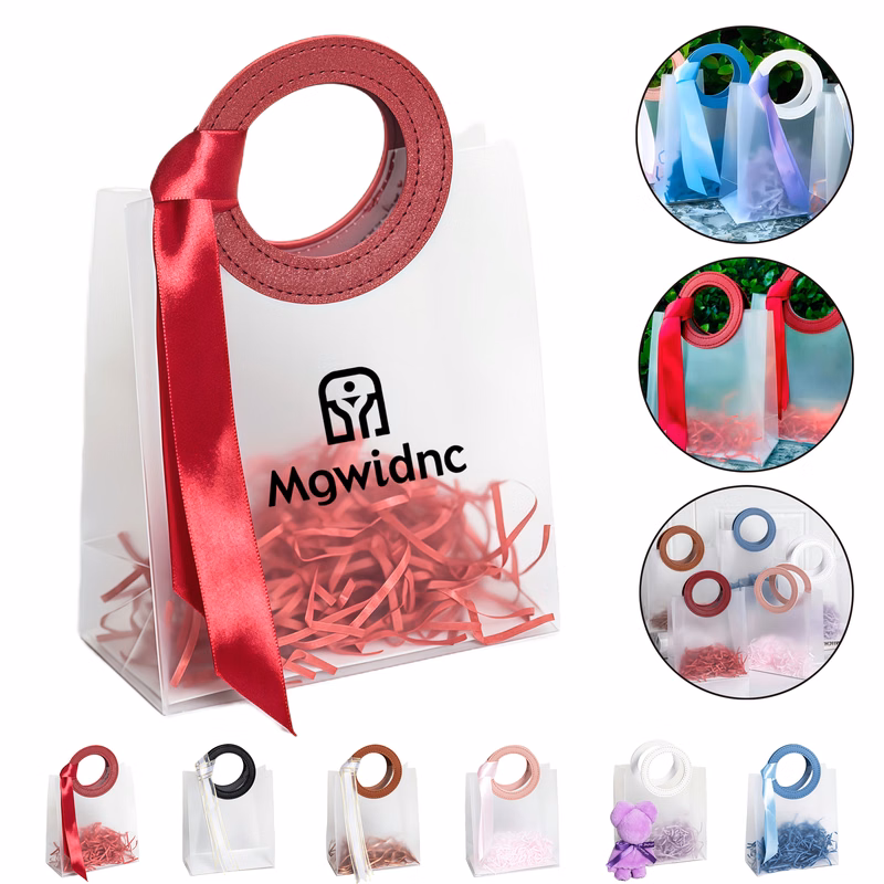 Large Clear Frosted Plastic Handbag for Birthday Candy Wedding Party Favor School Gift