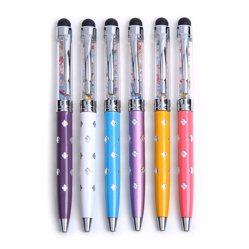 2 in 1 Crystal Stylus with Engraving Flower