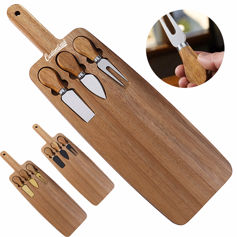 Wooden Cheese Board Serving Knife Set