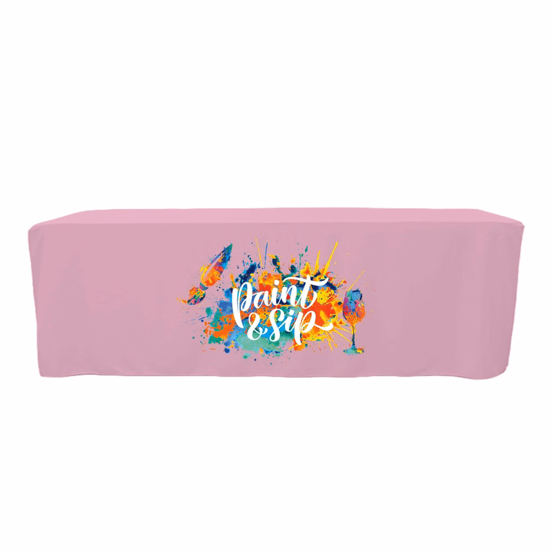 8 ft. Fitted PolyKnit Table Cover (Full Color Logo)