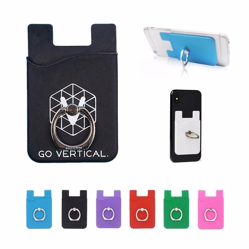 Silicone Card Holder with Metal Ring Phone Stand