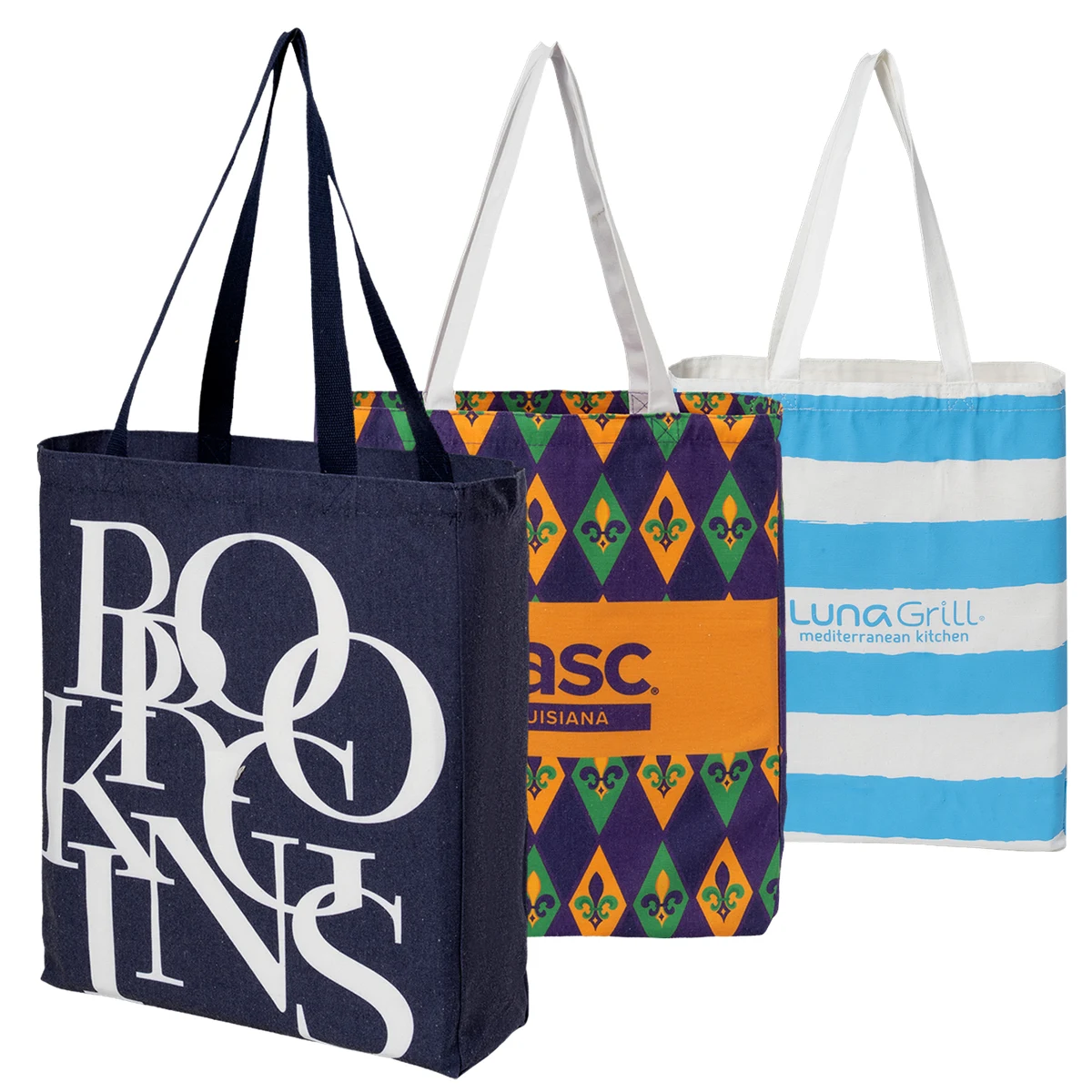 8 Oz. Sublimated Poly Canvas Shopping Tote Bag w/ Gusset (14" x 16" x 4") 1