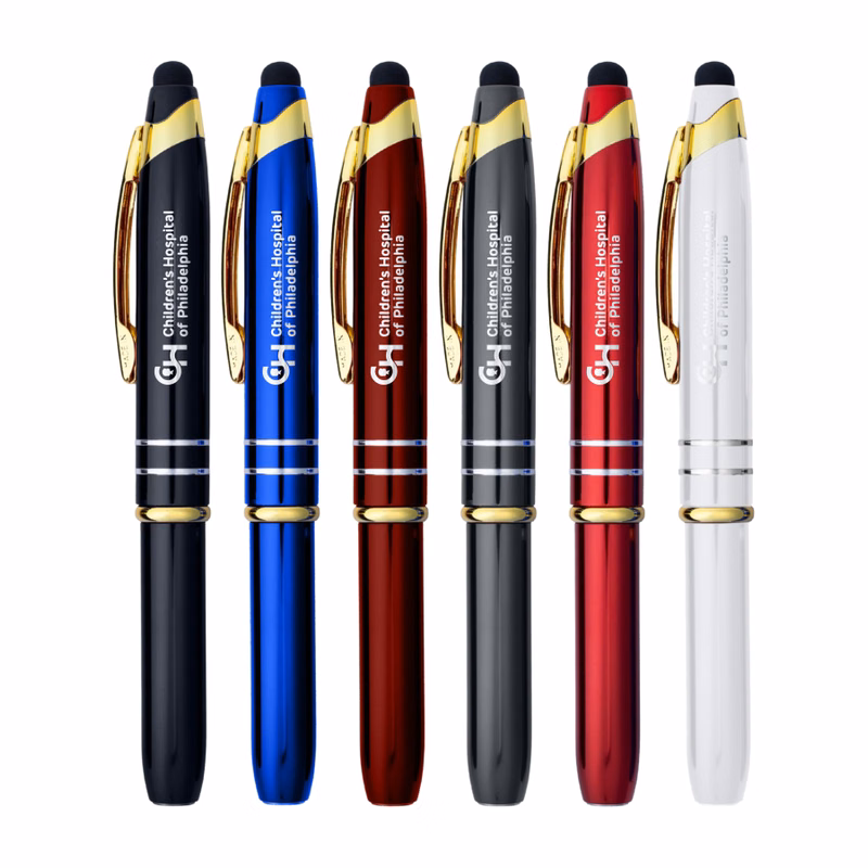 Union Printed - 3 in 1 Flashlight and Stylus Metal Pen