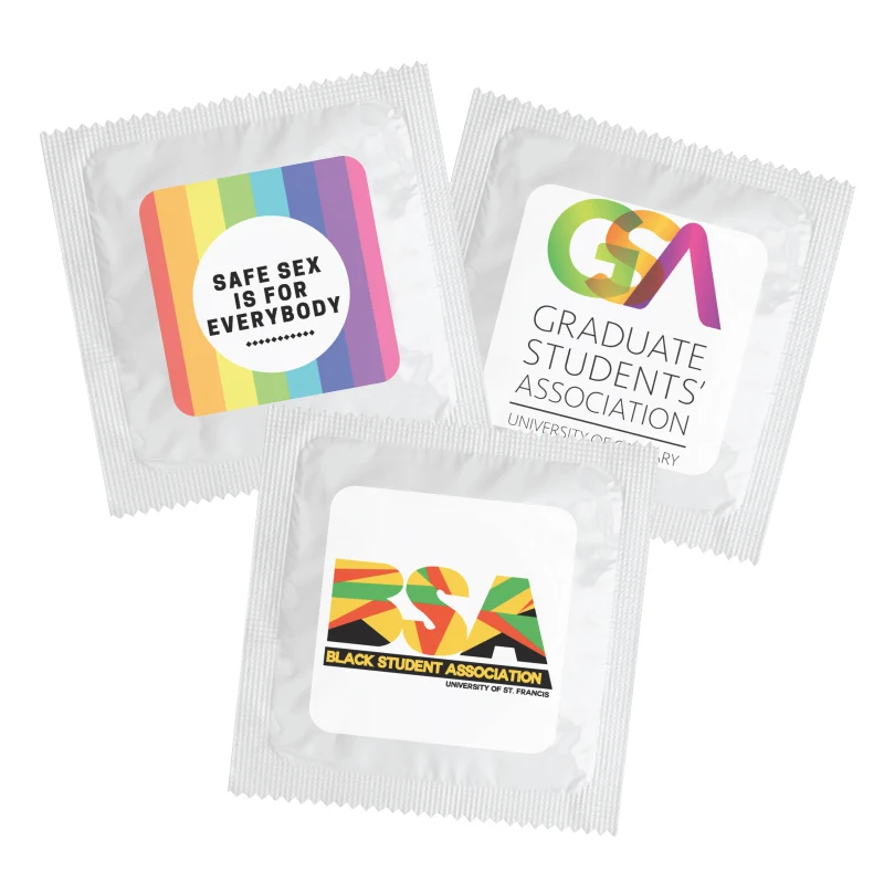 Individual Condom w/ Square 4 Color Process Printing Decal (CMYK) 1