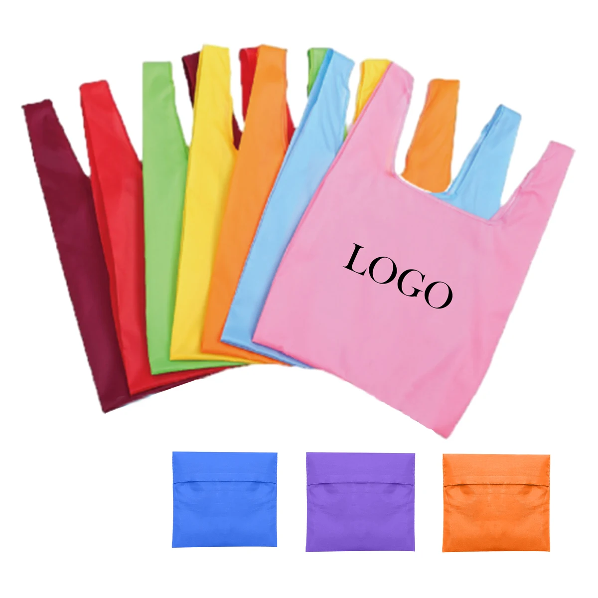 Reusable Polyester Foldable Tote Bag With Pouch 1