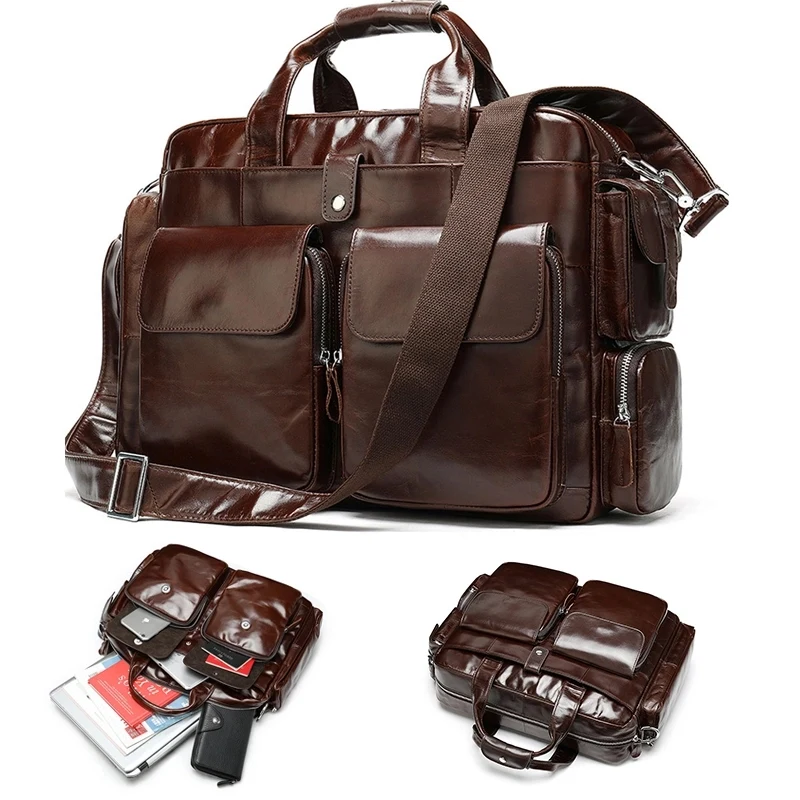 Genuine Leather Briefcase w/ Luggage Strap 1