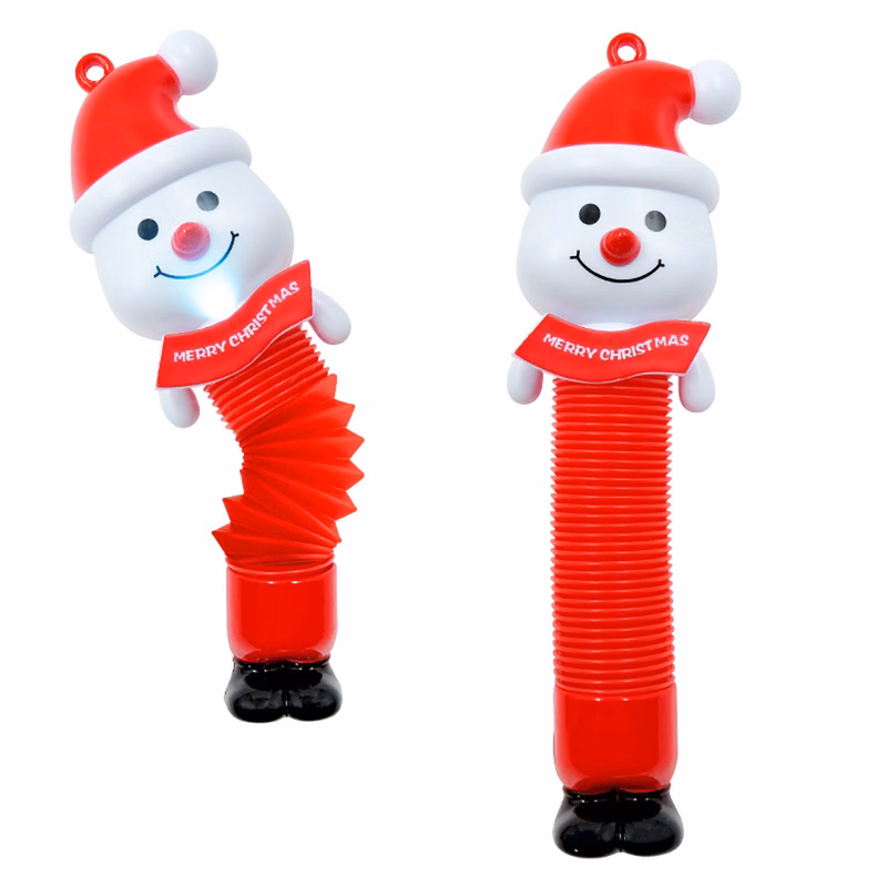 Christmas Santa Claus Pop Tube Decompression Toy with LED