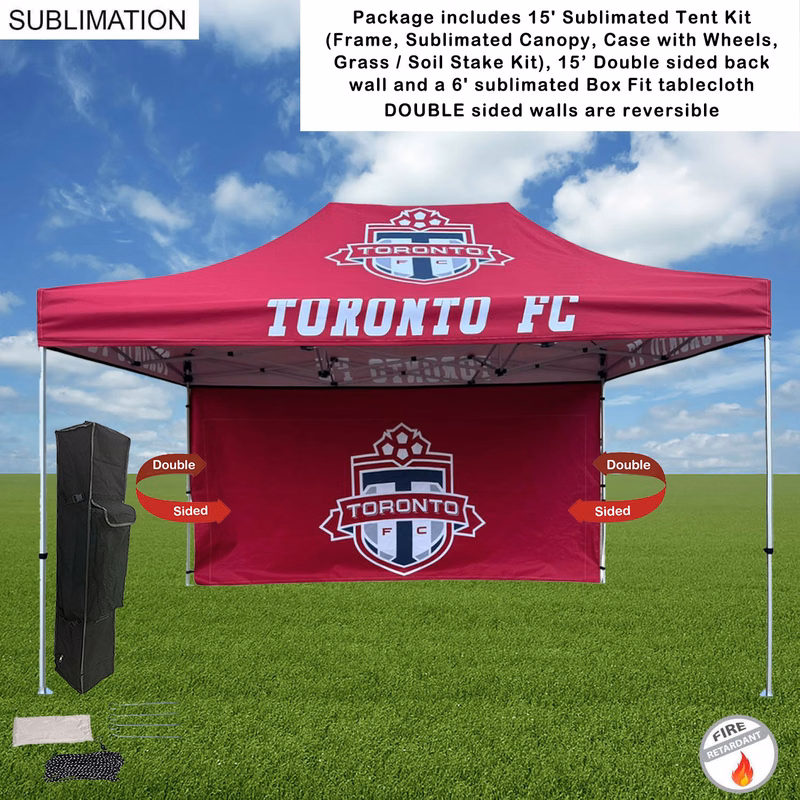 Tent Backwall Package 2, 15' Sublimated Tent Kit and 15' Full DOUBLE sided backwall