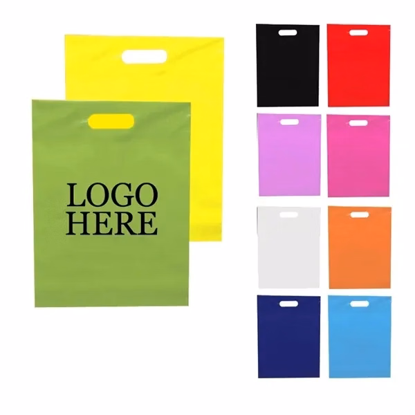 Custom 13.78x9.84 Frosted Plastic Tote with Die Cut Handles — Trade Show Giveaway