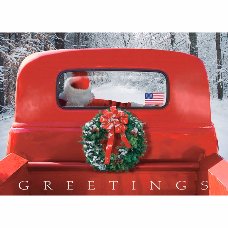 4-Wheeled Sleigh Vintage Truck Christmas Card