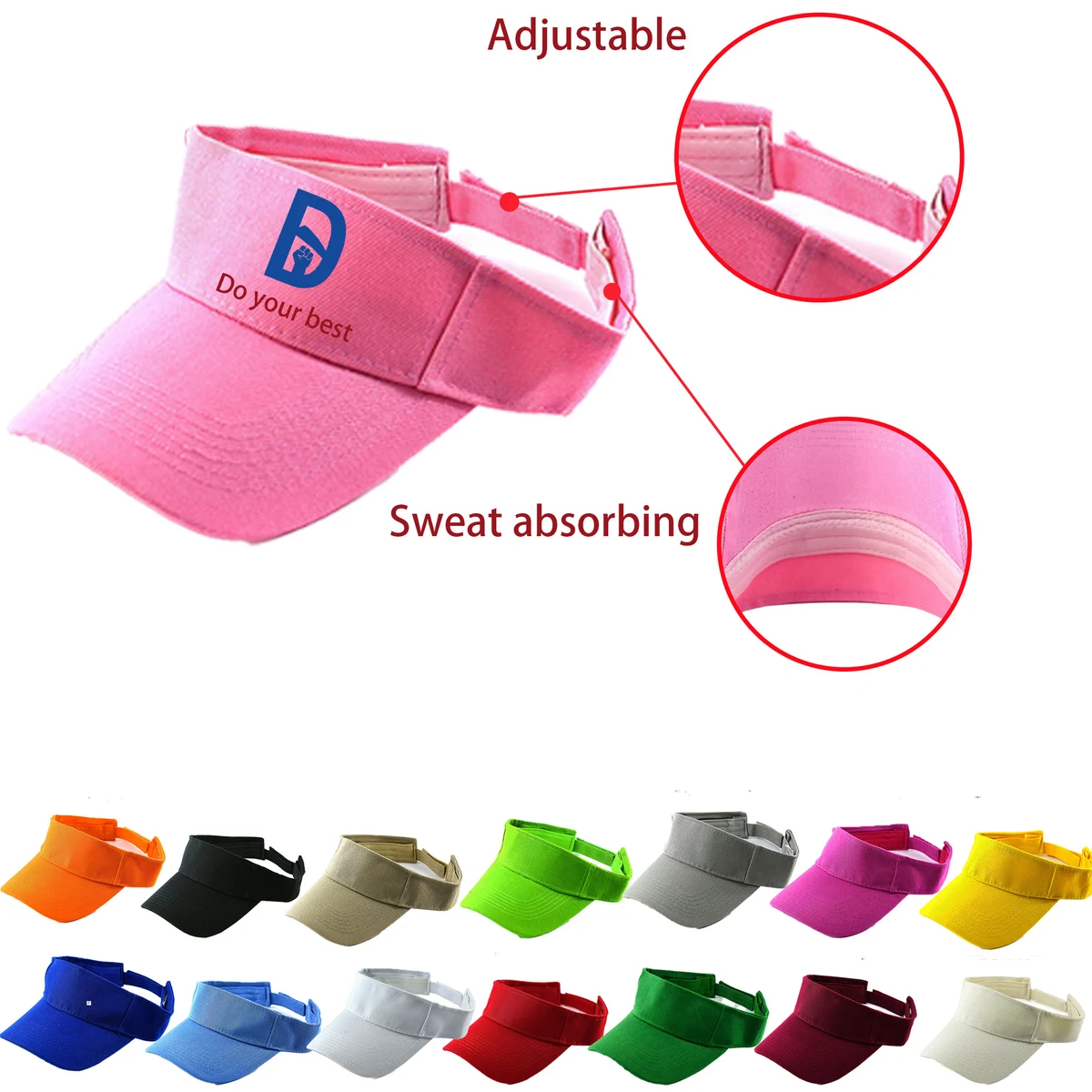 Full Color Sport Sun Visor Empty Top Hat 1