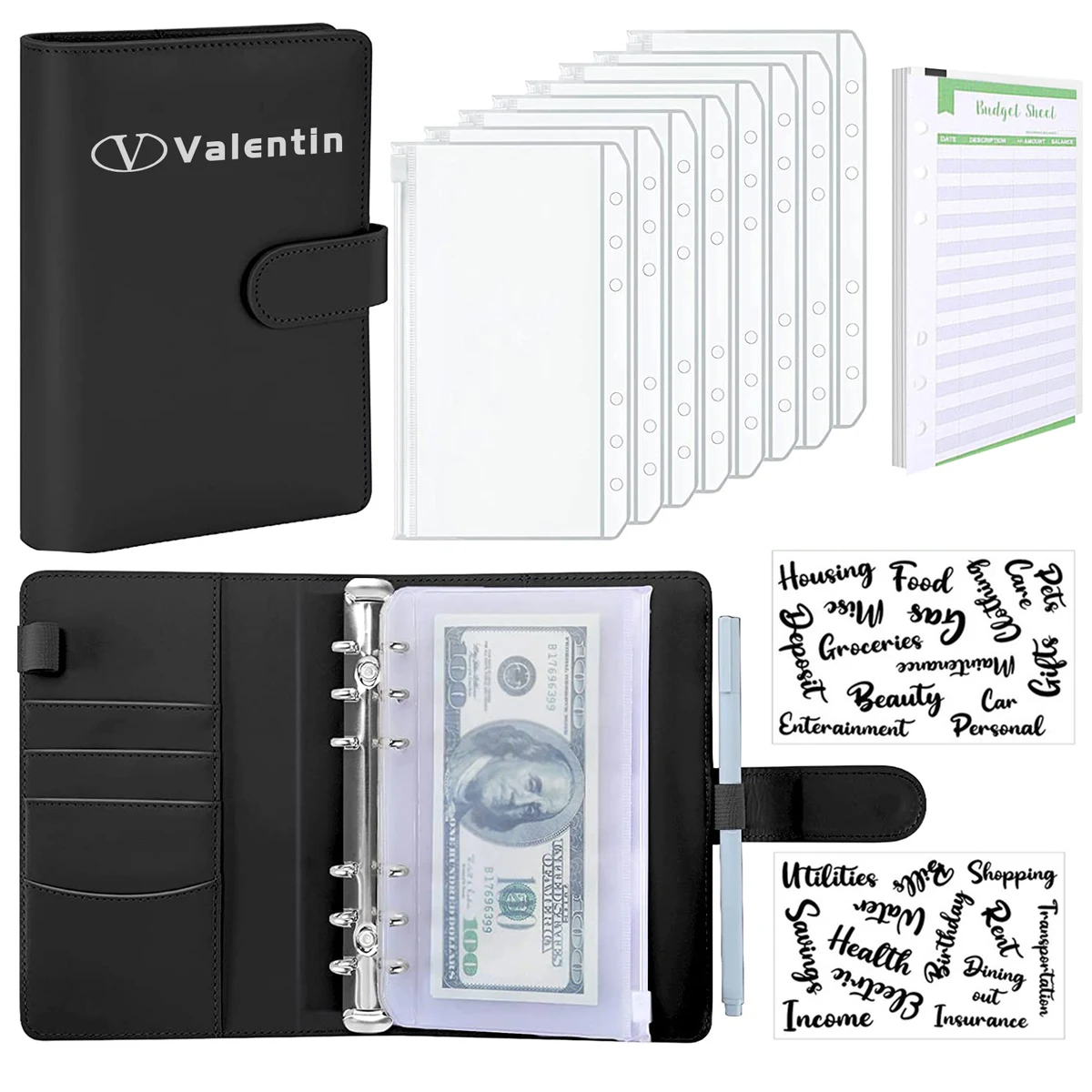 A6 Pu Leather Binder Budget Planner 1