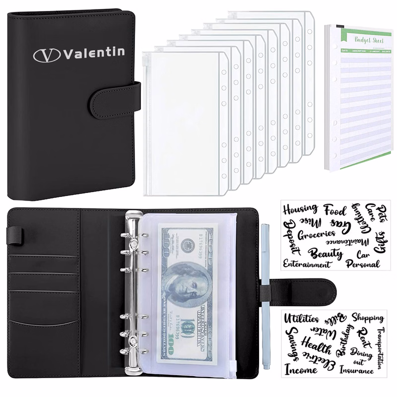 A6 Pu Leather Binder Budget Planner