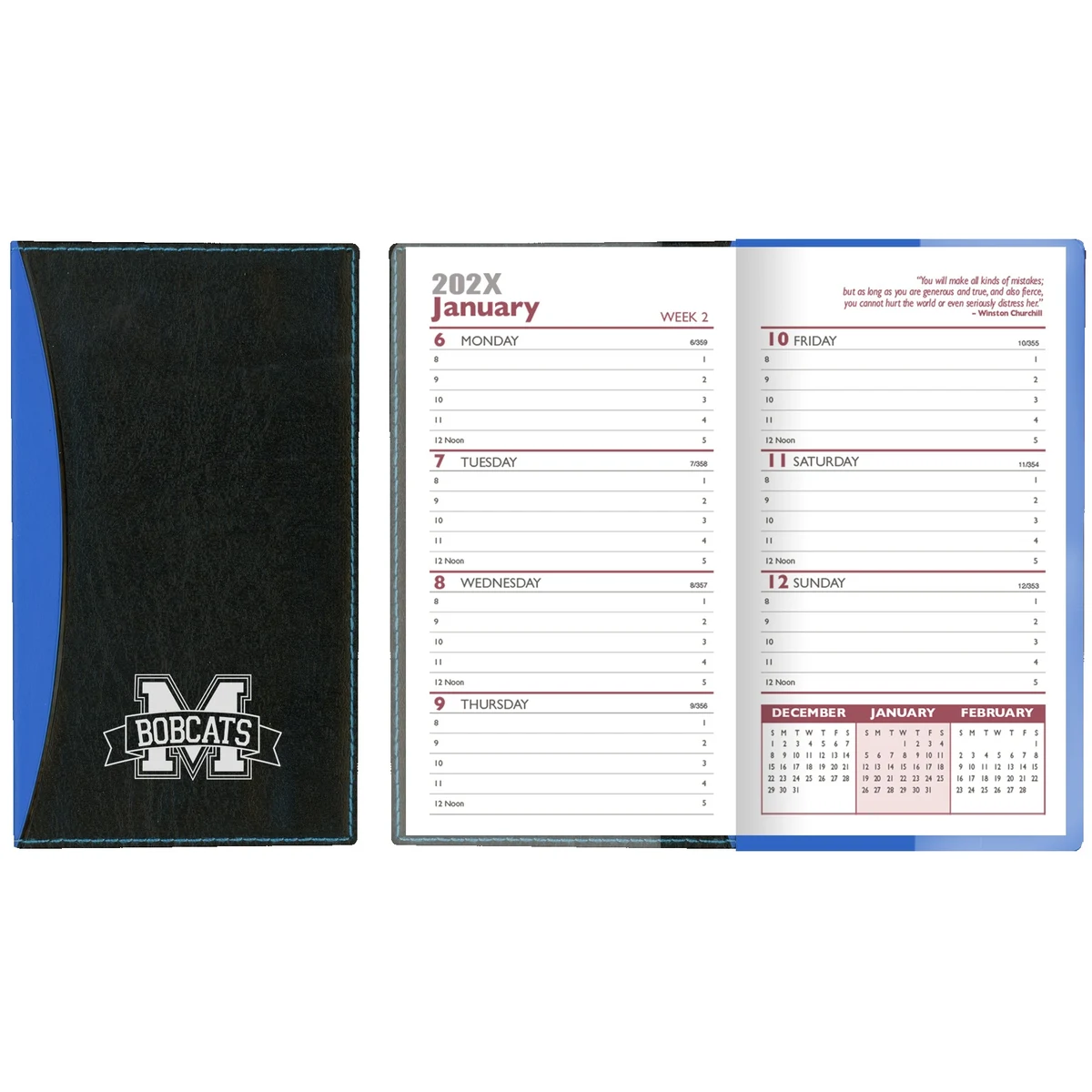Soft Cover 2 Tone Vinyl Geneva Series Weekly Planner w/ Map / 2 Color 1