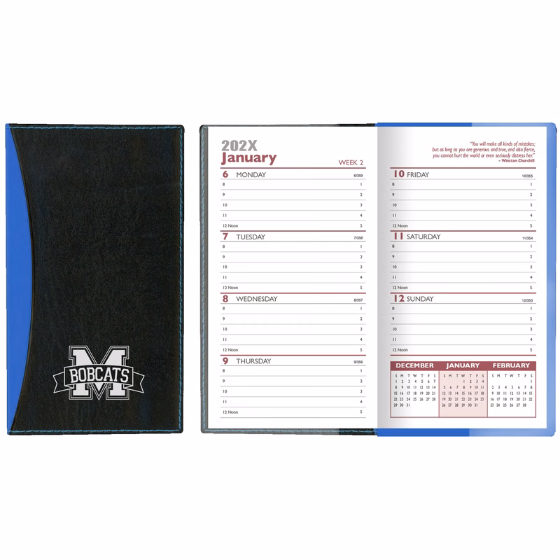 Soft Cover 2 Tone Vinyl Geneva Series Weekly Planner w/ Map / 2 Color