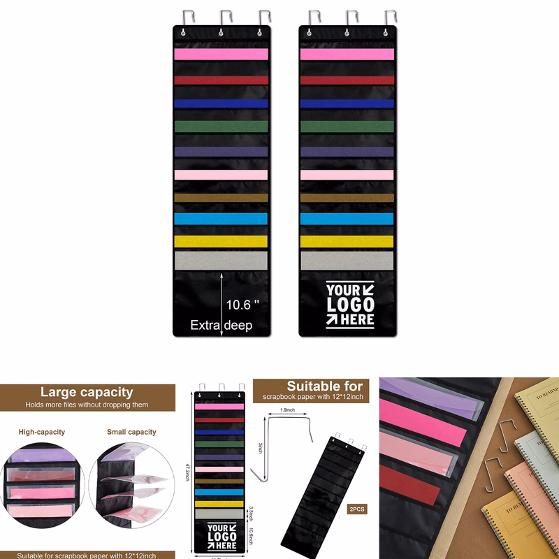 12 x 12 Inch Office Cardstock Paper Storage Scrapbook Hanging Wall File Organizer with Door Hangers 