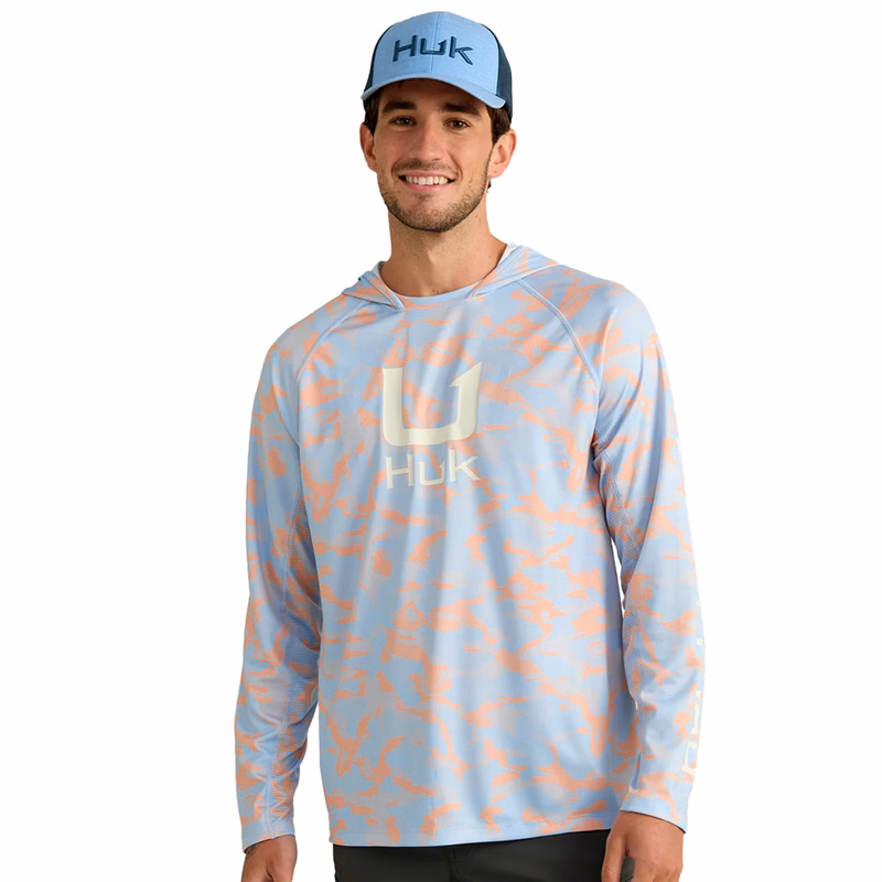 Huk® Men's UPF 50+ Hoodie with Wicking Mesh and Custom Logo