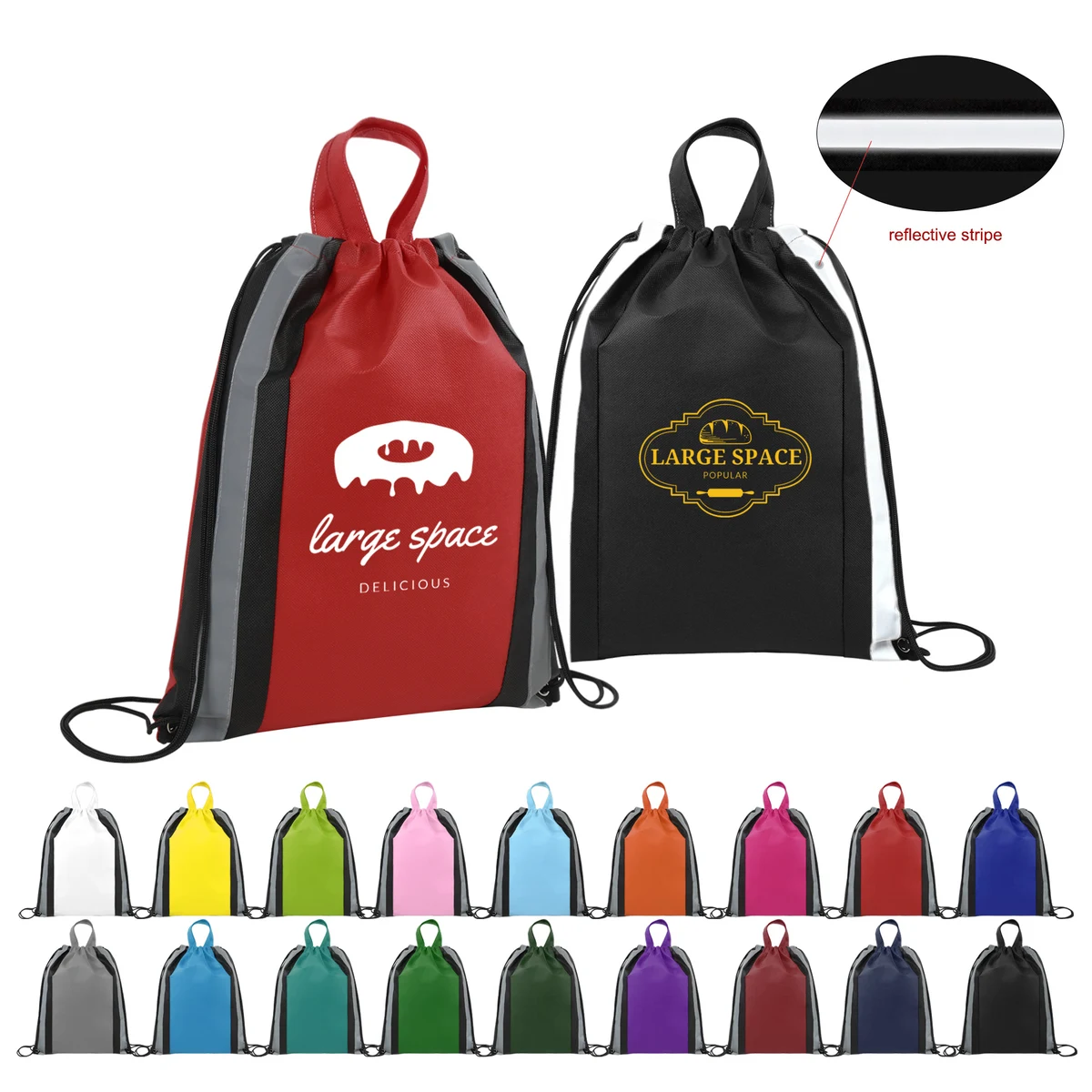 Small Reflective Non-Woven Drawstring Bag 1