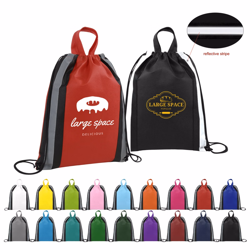 Small Reflective Non-Woven Drawstring Bag