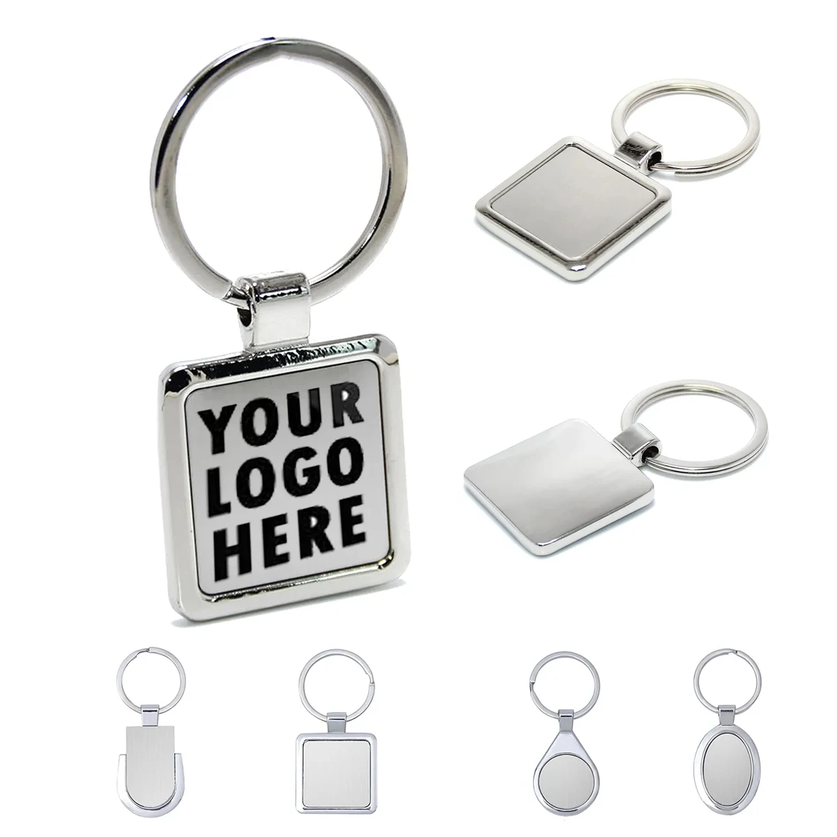 Square Shaped Metal Keychain 1