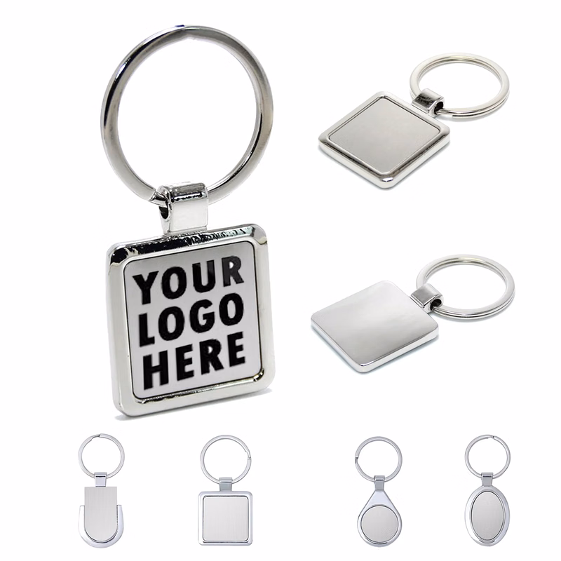 Square Shaped Metal Keychain