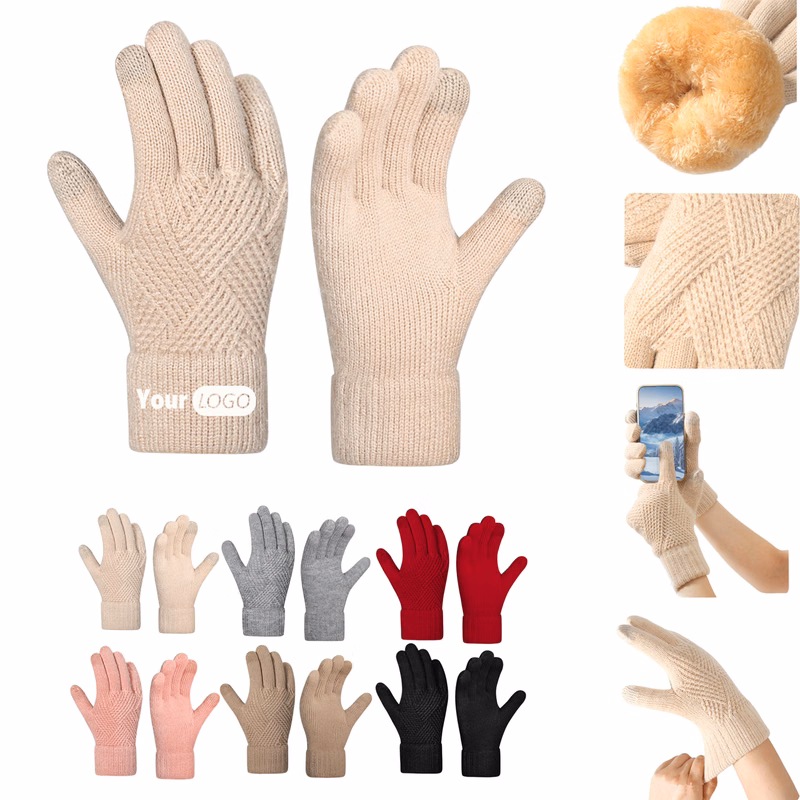 Touch Screen Plush Knitted Warm Gloves