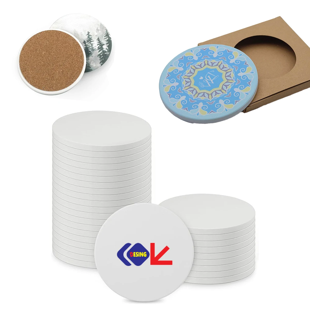 Full Color Custom Absorbent Ceramic Coasters 1