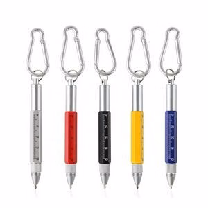 Multi Function 6-In-1 Tool Stylus Twist Pen With Key Chain