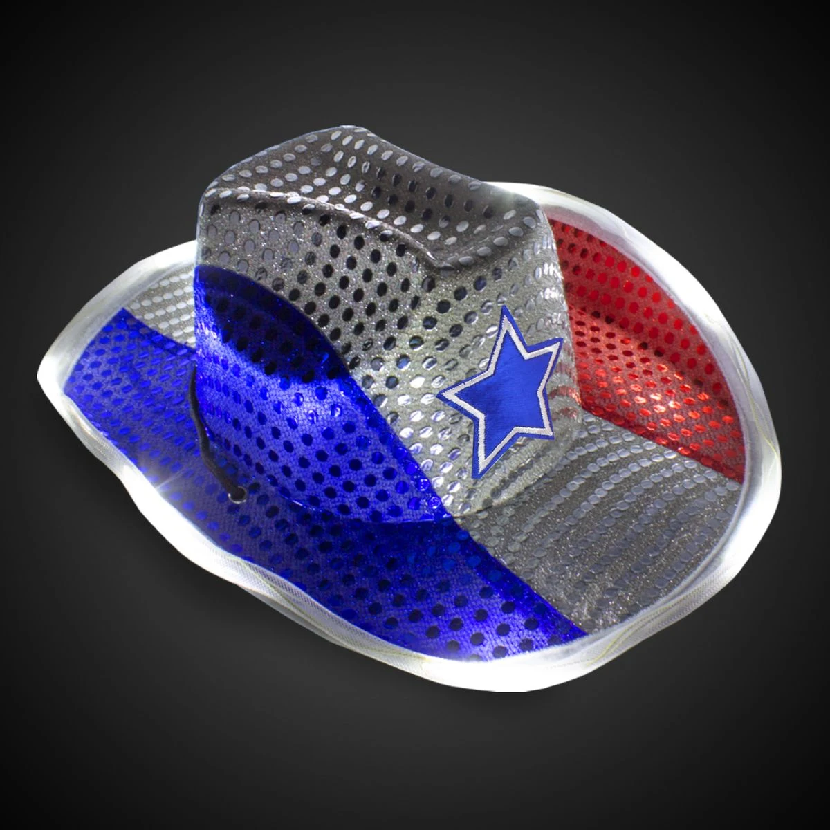 Red White & Blue LED Cowboy Hat 1