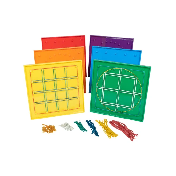 Double-Sided Geoboard Set - 6 Pack 120 Rubber Bands 1