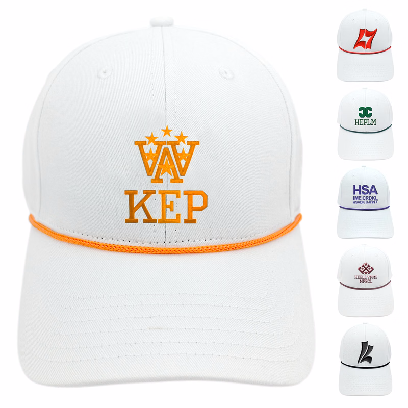 3D Embroidery Cotton Cap With Rope Accent & Velcro Closure
