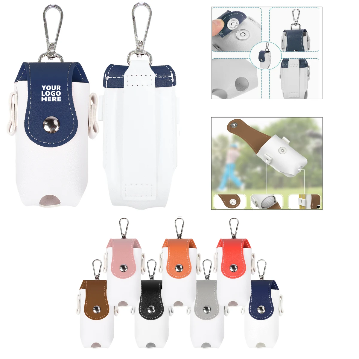 PU Leather Portable Golf Bag for Two Balls 1