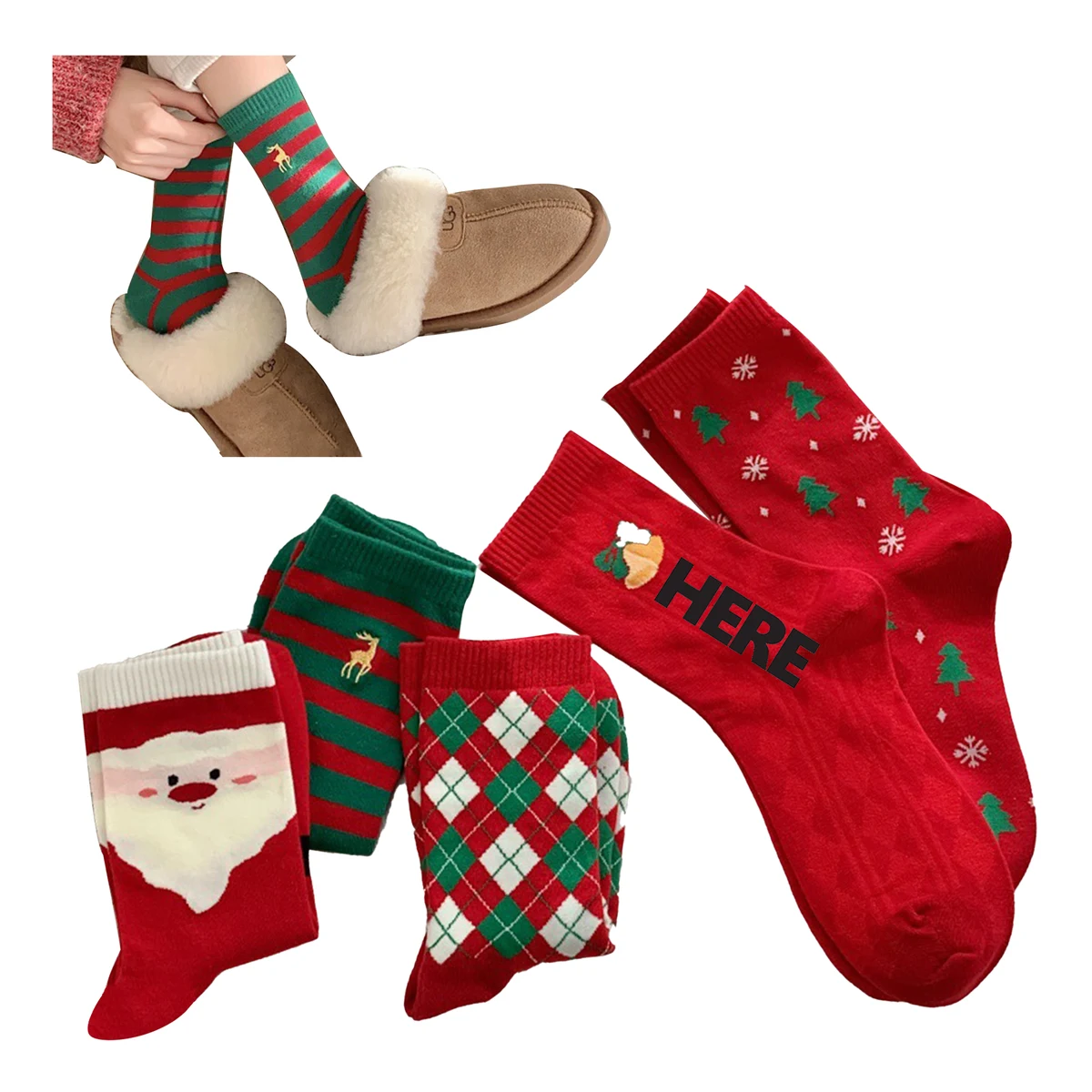 Customizable Christmas Cotton Socks 1