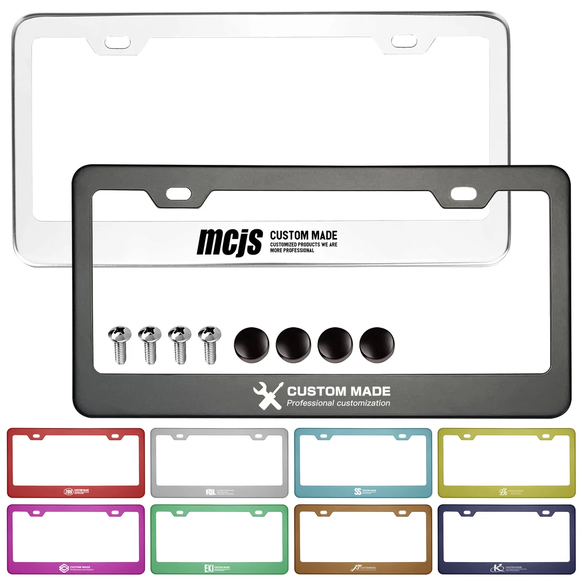 2 Holes License Plate Frame Matte Black 1