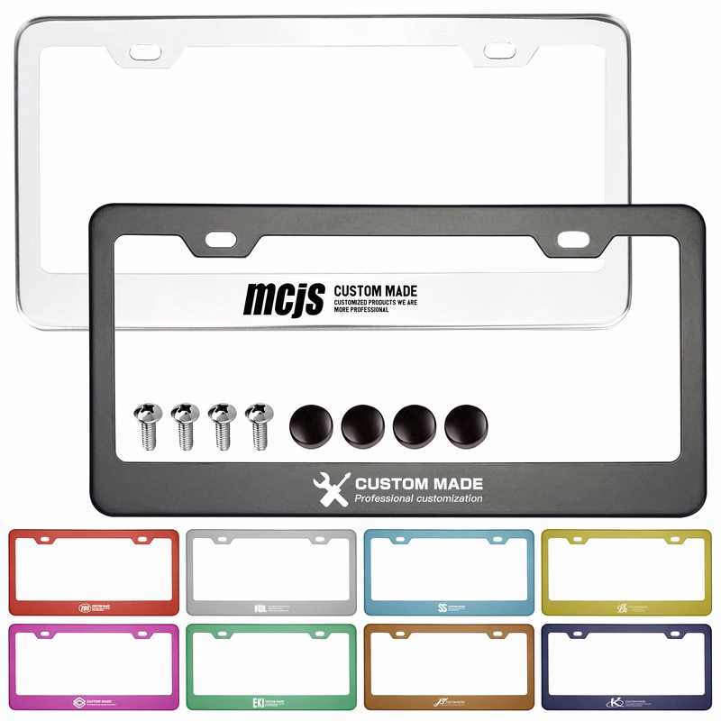 2 Holes License Plate Frame Matte Black