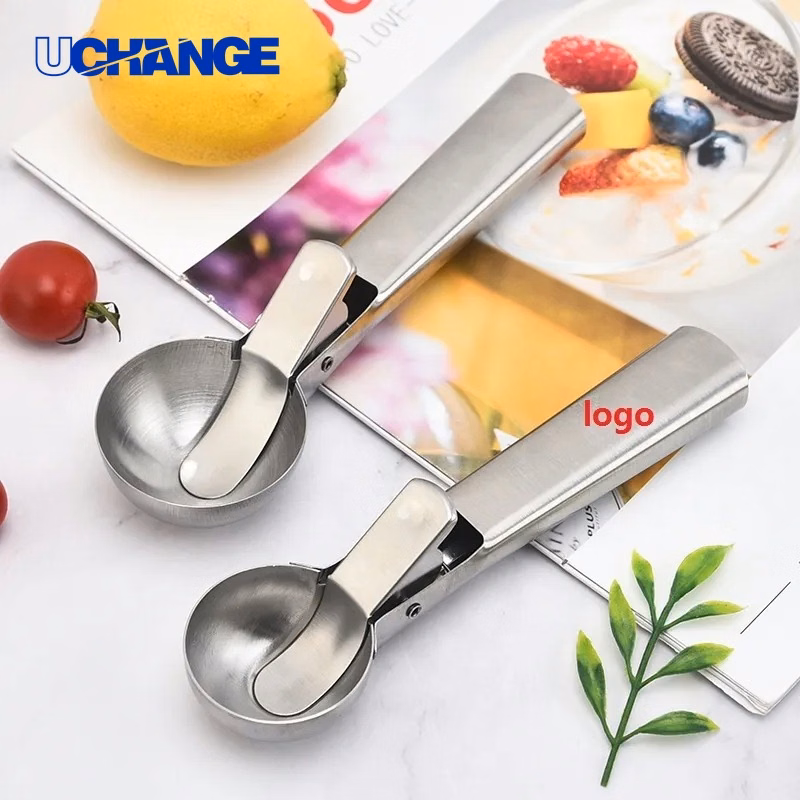 Spring-Back Stainless Steel Ice Cream Scoop Tool for Kitchen Use