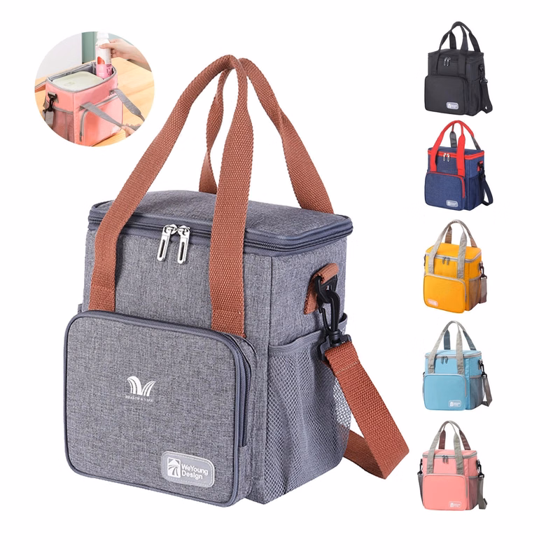 Portable Lnsulated Lunch Bag w/ Mesh Pocket