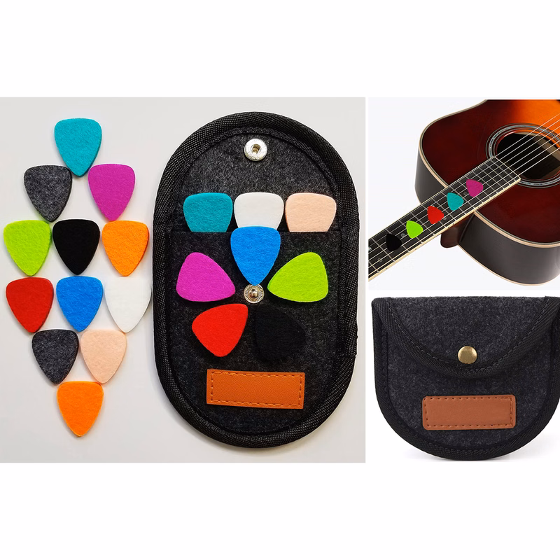10 Pieces Felt Ukulele Picks with Pick Holder