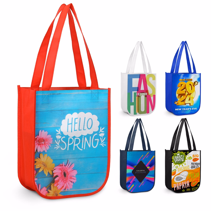Small Laminated Curved Bottom Non-Woven Gift Bag